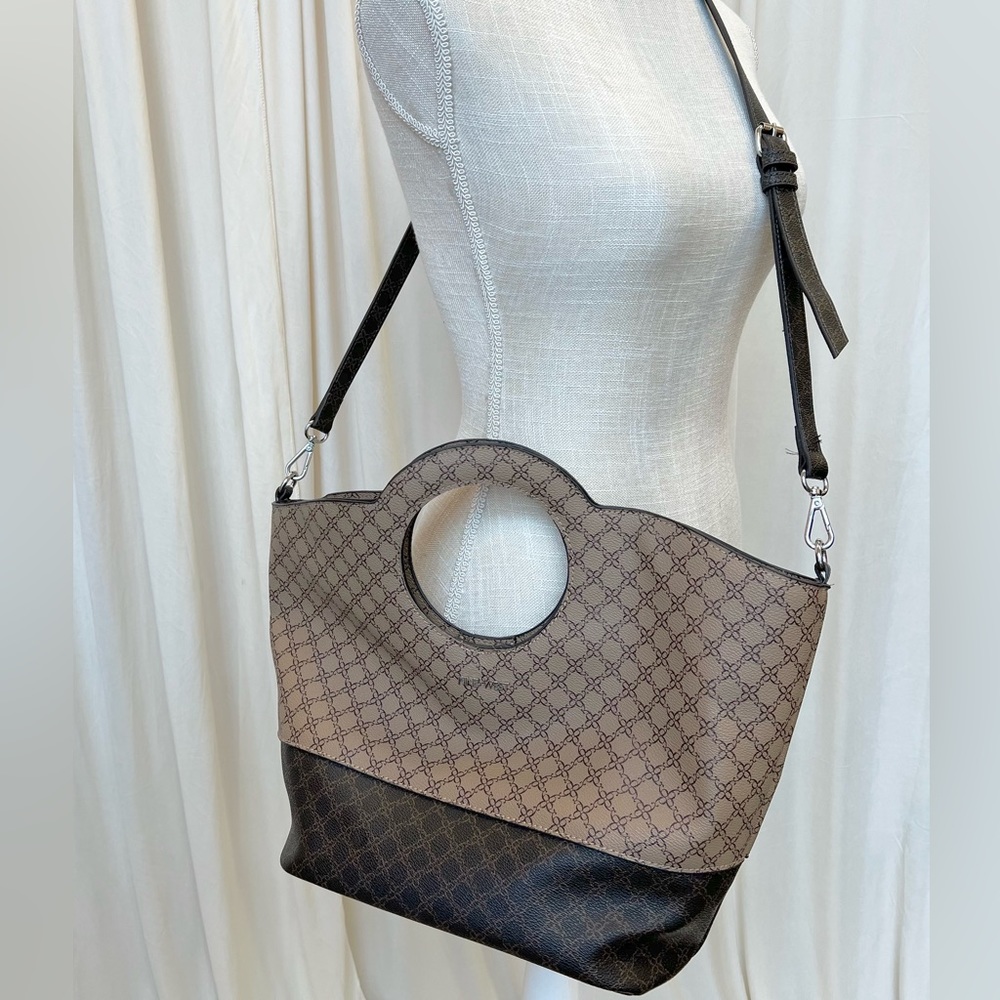 NWOT Nine West Patterned Leather Tote with Removable Adjustable Crossbody Strap